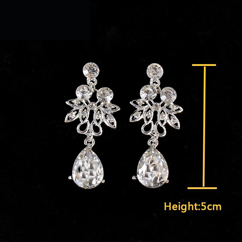 Bridal Butterfly Flower Waterdrop Silver Color Diamante Crystal tiara hairbands crown earrings wedding hair accessories wholesale (2)