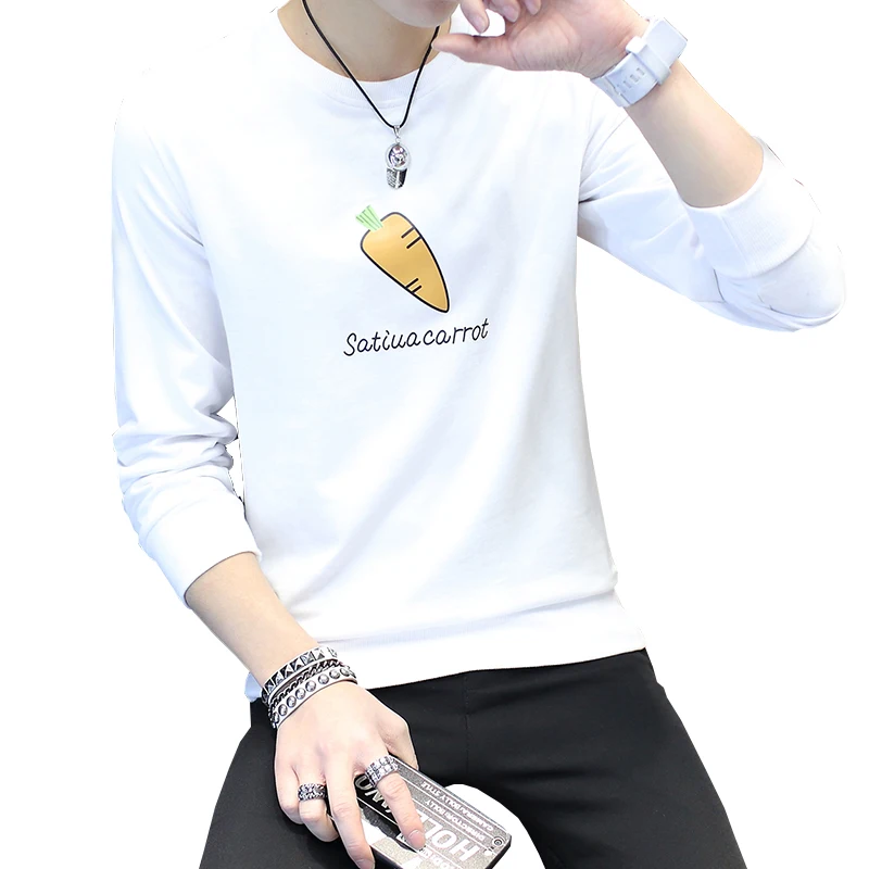 

5XL Long t-Shirt Men's Casual shirts Full Sleeve Round Neck Shirt Carrot Letter Pattern Top Quality Summer Spring Men's clothing