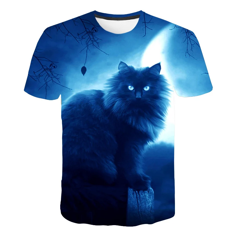 Женская/мужская футболка в стиле Харадзюку С 3d изображением кота, футболка с принтом кота, Повседневная забавная футболка, футболки с 3d графикой