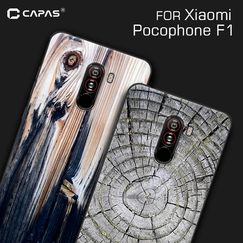 Для Xiaomi Pocophone F1 чехол силиконовый мягкий ТПУ деревянный камень с узором для