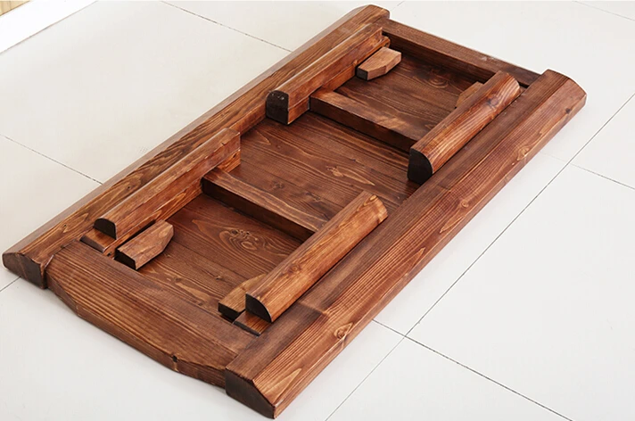 Japanese Antique Low Table Wooden Rectangle Folding Legs