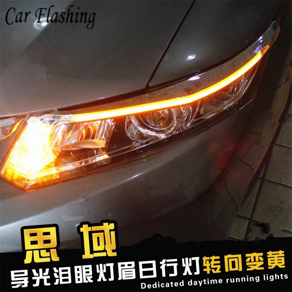 2 шт. автомобильный светильник для бровей Honda Civic 2011 2012 2013 2014 2015 с желтым поворотом
