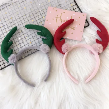 

2017 Christmas Style Elk Sharp Corner Fabric Hairband Hairball Head Buckle Hair Ornaments Autumn and Winter Hair Accessories