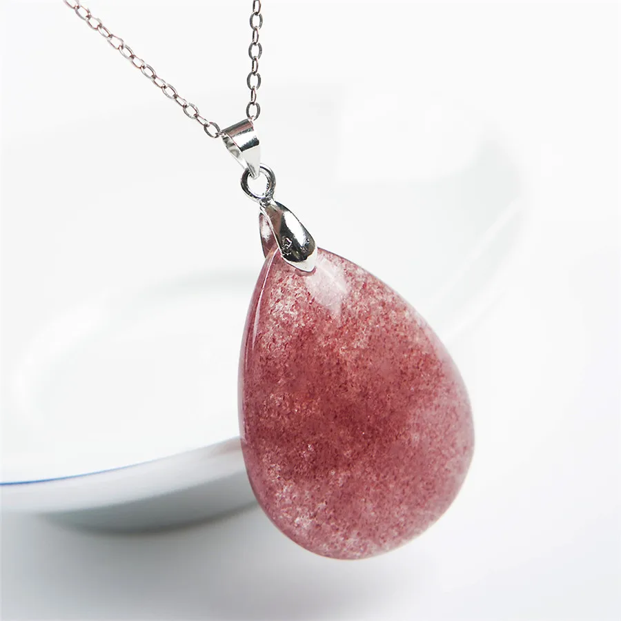 Precious Red Natural Strawberry Quartz Pendant Women Female Necklaces