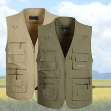 3XL 4XL 5XL весна лето мужские повседневные жилеты размера плюс мужские жилеты с несколькими карманами тонкие жилеты D150