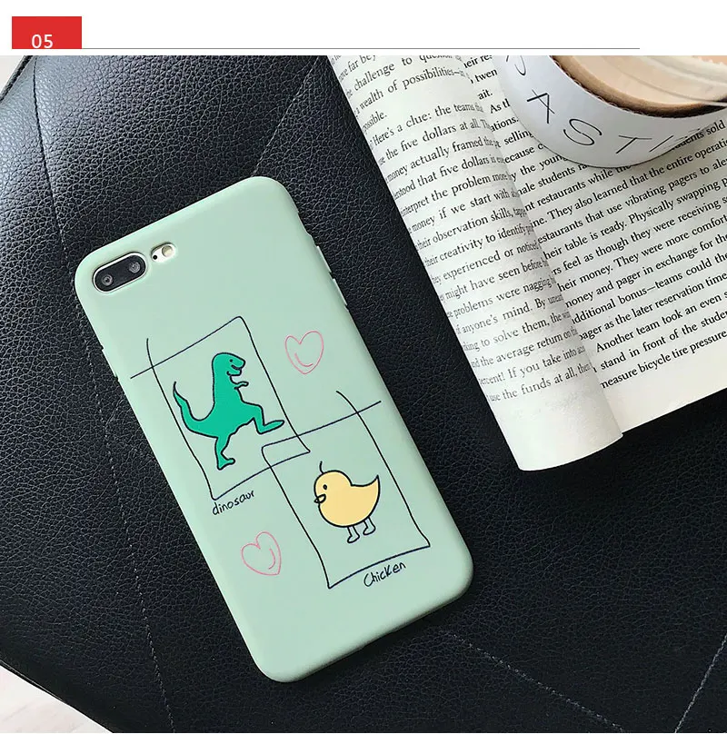 Silicone Dinosaur Case For iPhone 8 8plus 7 7 Plus Cases Clear Phone Case For iphone 6 s 6s Plus X XR XS Max Cases Cover Coque   (19)