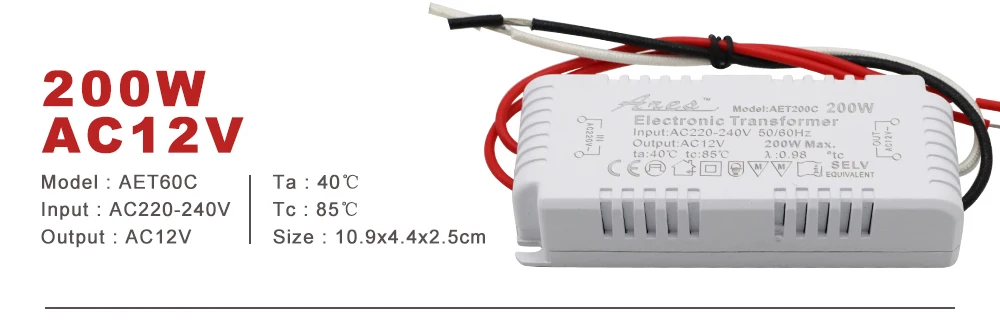 Диммируемый Электронный трансформатор переменного тока 220 В к переменного тока 12 В 60 Вт 80 Вт 105 Вт 120 Вт 160 Вт 180 Вт 200 Вт Сертификация CE для галогенный светильник