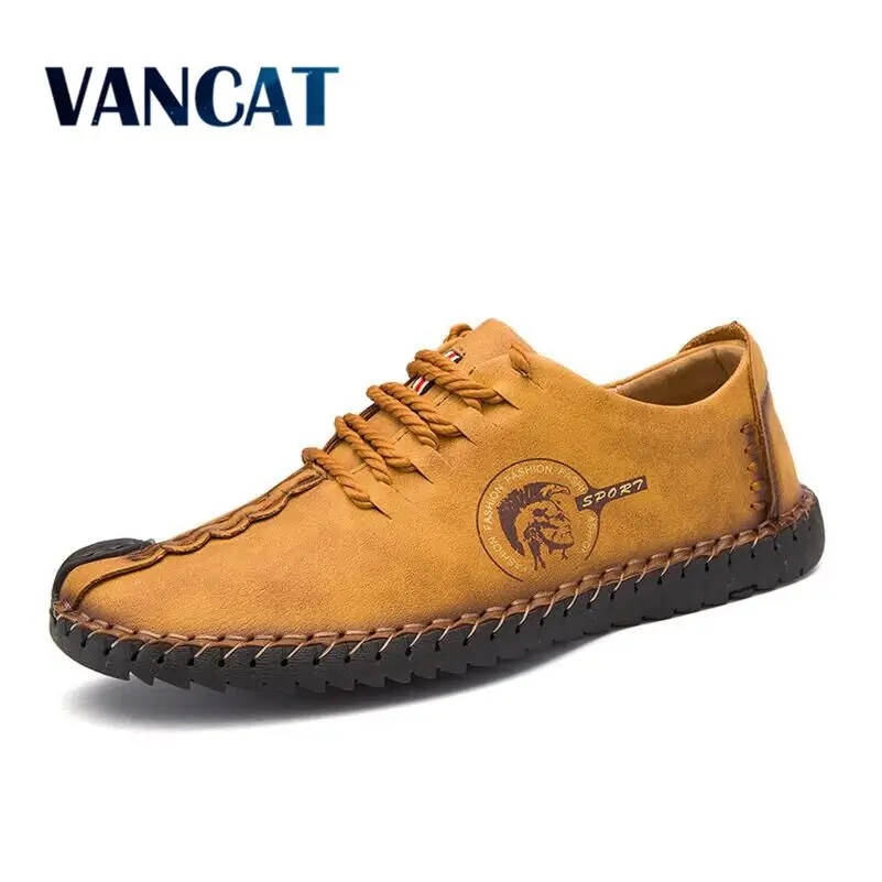 Acheter VANCAT 2018 Nouveau Confortable Grande taille 38 46 Casual Chaussures Mocassins Hommes Chaussures Qualité Split En Cuir Chaussures Hommes Appartements mocassins Chaussures