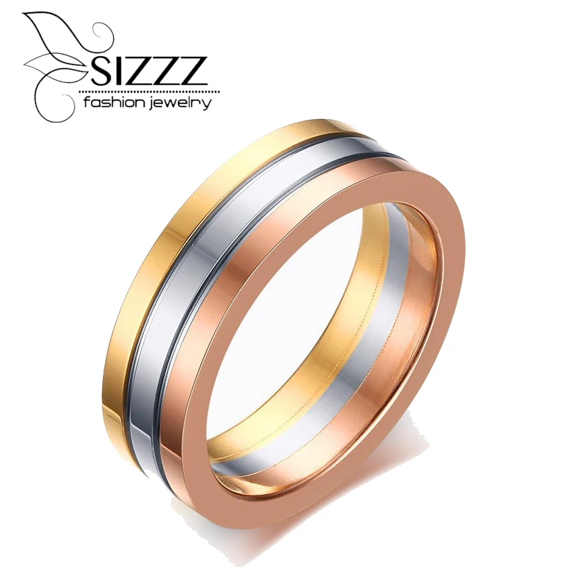 ik ben gelukkig Transformator Crack pot SIZZZ Leuke vrouwen Trouwringen 3 Kleuren Rvs 3 Rijen Band Ringen voor  Vrouwen Sieraden Fashion Spike Ringen 6 MM|band ring|wedding ringswomen  wedding ring - AliExpress