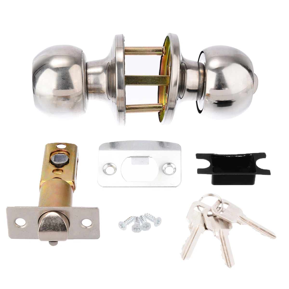 Stainless Steel Round Ball Privacy Door Knob Set Bathroom Handle Lock With Key For Door Hardware Supplies