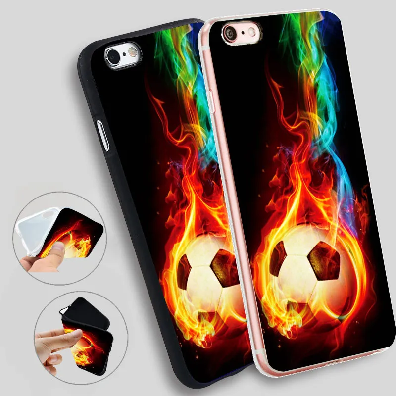 

Soccer Ball Fire Football Case For iPhone 8 7 7Plus 5 5S XR XS Max SE Cases Silicone Soft Case For iPhone 6 s 6s Plus X Cover