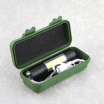 

USB Mini Cree XML T6 + COB LED Rechargeable Flashlight Buil-in 18650 Battery Pocket Torch Lamp for Camping hiking Dog Walking