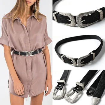 

arrival Women Lady Vintage Metal Boho Leather Double Buckle Waist Belt Waistband