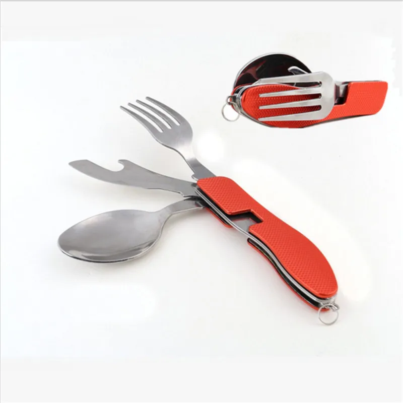 4 in 1 Multifunction Folding Dinnerware Set Stainless Steel Camping