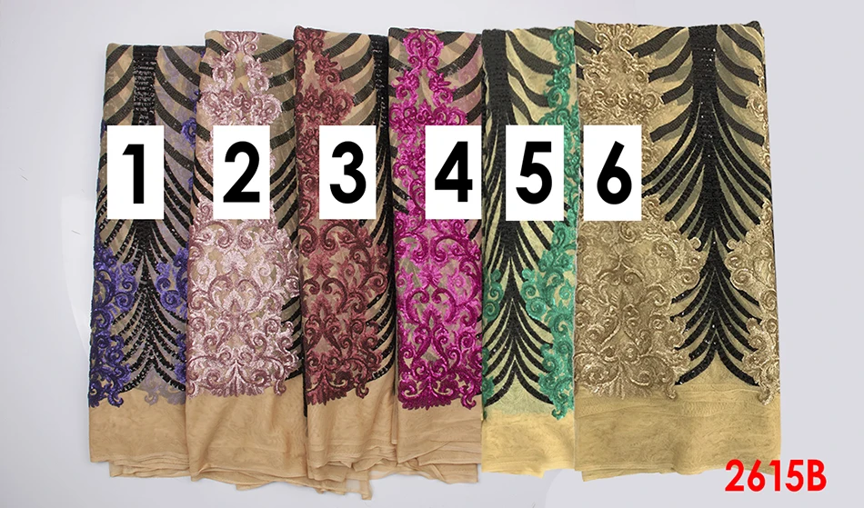 Высококачественные Блестки ткань на сетке нигерийская кружевная ткань с блестками Тюль ткань для свадебного платья KS2615B-1