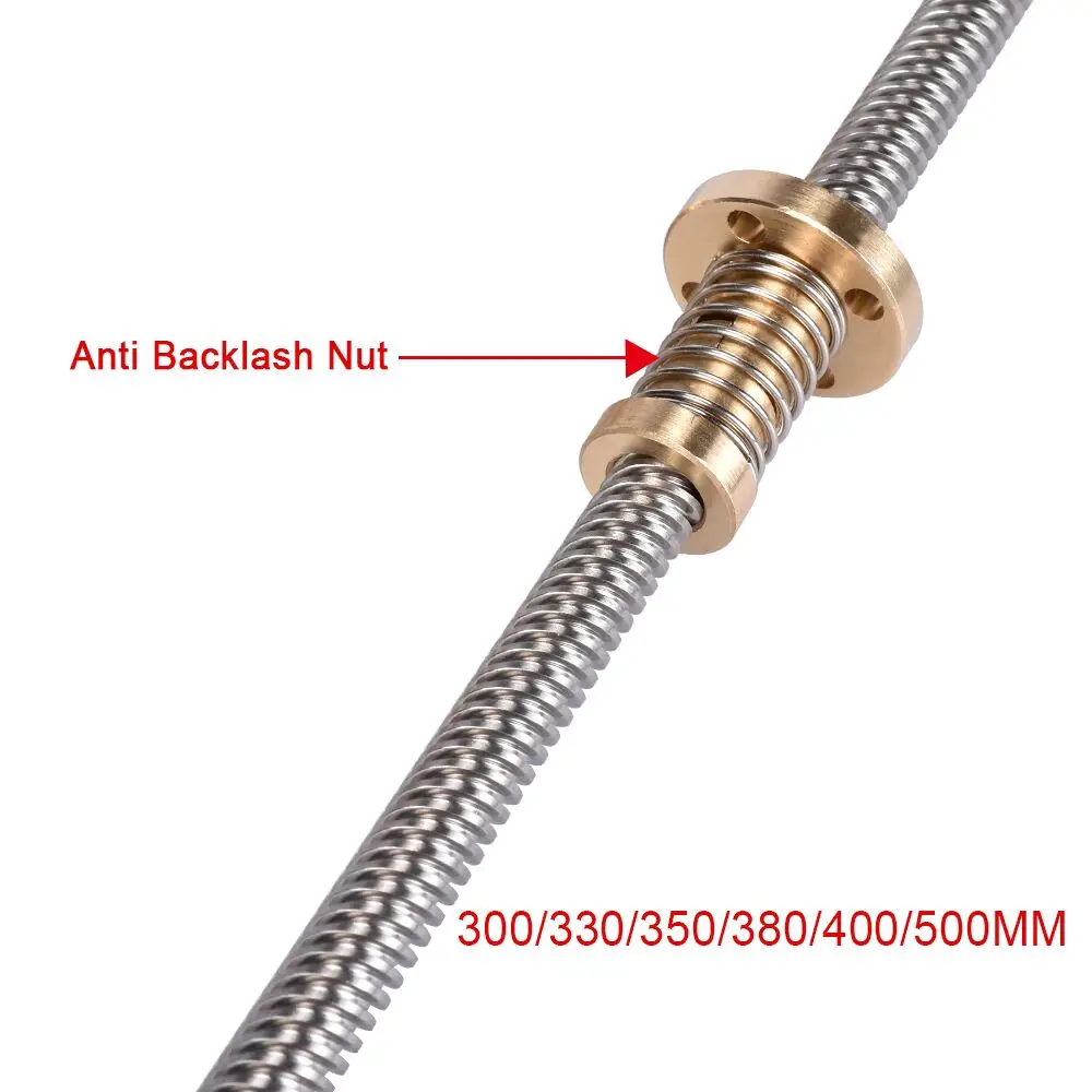 

T8 Lead Screw 300/330/350/380/400/500MM T8 Anti Backlash Nut Stepper Motor Trapezoidal Spring Loaded Nut For 3D Printer Parts