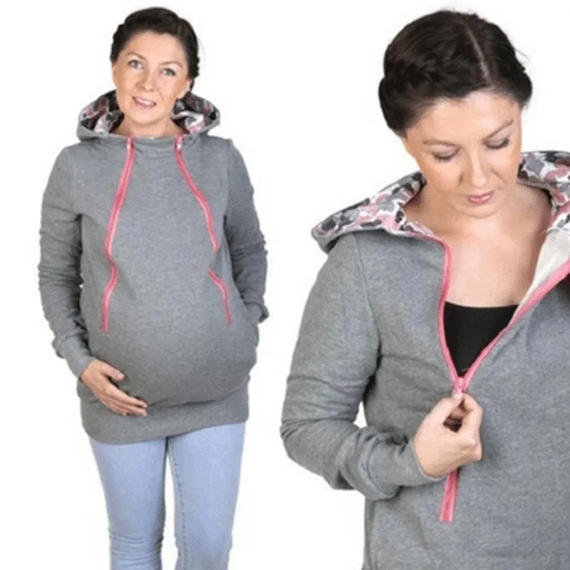 Chaqueta portadora de bebé otoño maternidad sudaderas con capucha mujer abrigo para mujeres embarazadas canguro Sudadera con capucha chaqueta de maternidad 5302