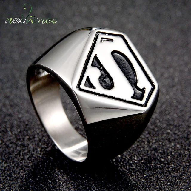 Nextvance Letter S Logo Superman Ring Stainless Steel Biker Signet Ring For Men Fans Gift Movie Superhero Jewelry Dropshipping