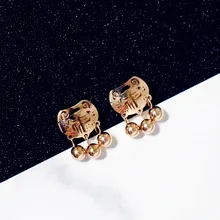 Yun ruo Новое поступление модный долговечный замок серьги гвоздики розового золотистого цвета женский подарок на день рождения титановая сталь ювелирные изделия никогда не выцветают