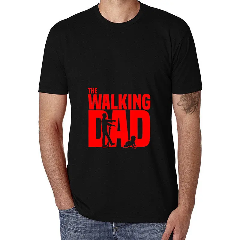 Мужские хлопковые футболки с коротким рукавом The Walking Dad черные топы хит продаж 2018