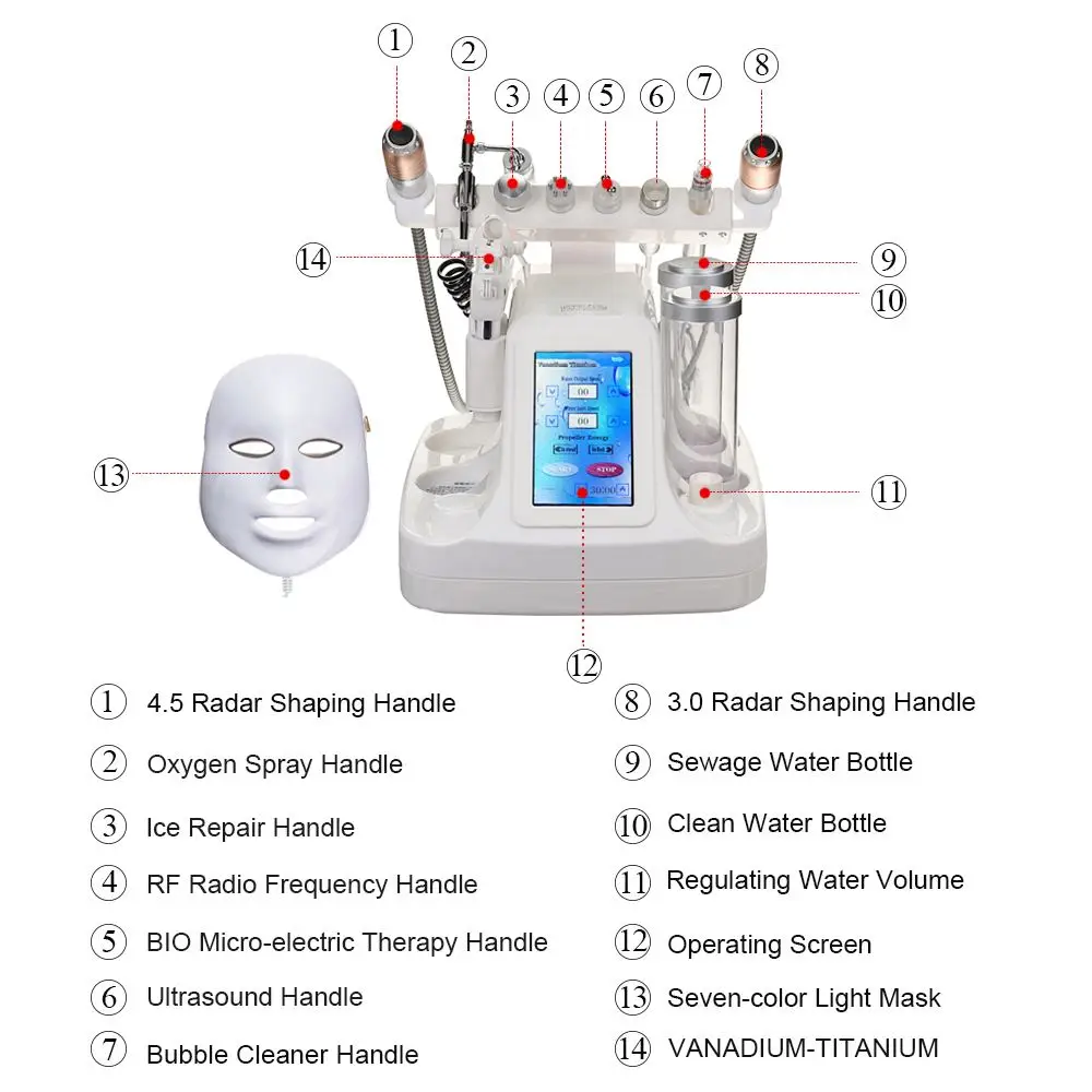 10 в 1 Гидра Дермабразия РФ био-лифтинг спа прибор для лица вода кислородная струя гидро алмазная шлифовка микродермабразия