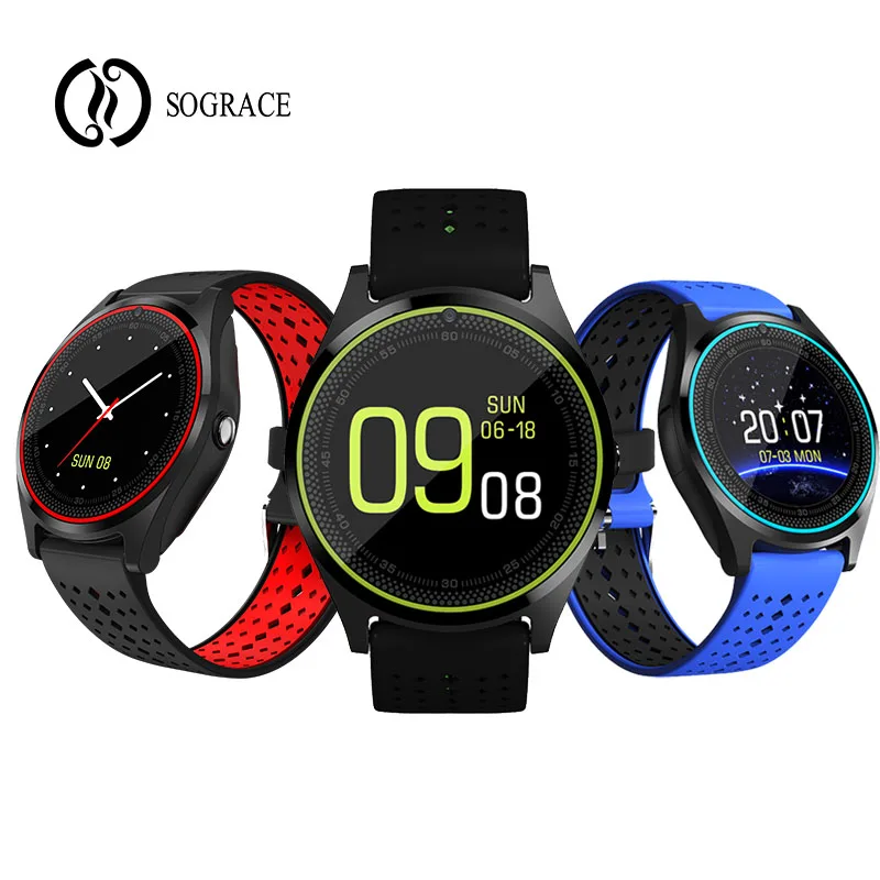 

NEW 2019 Bluetooth Smart Watches V10 Silicone Watchband Women Men Smartwatch Dial Call SIM Card Camera Sport Wristwatch PK V9