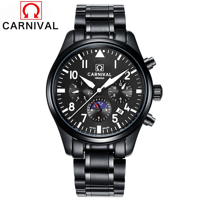 Switzerland Carnival Automatic mechanical Watches Men Luxury Brand Waterproof Stainless Steel Watch Multifunction Pilot Clock Switzerland Carnival Automatic mechanical Watches Men Luxury Brand Waterproof Stainless Steel Watch Multifunction Pilot Clock