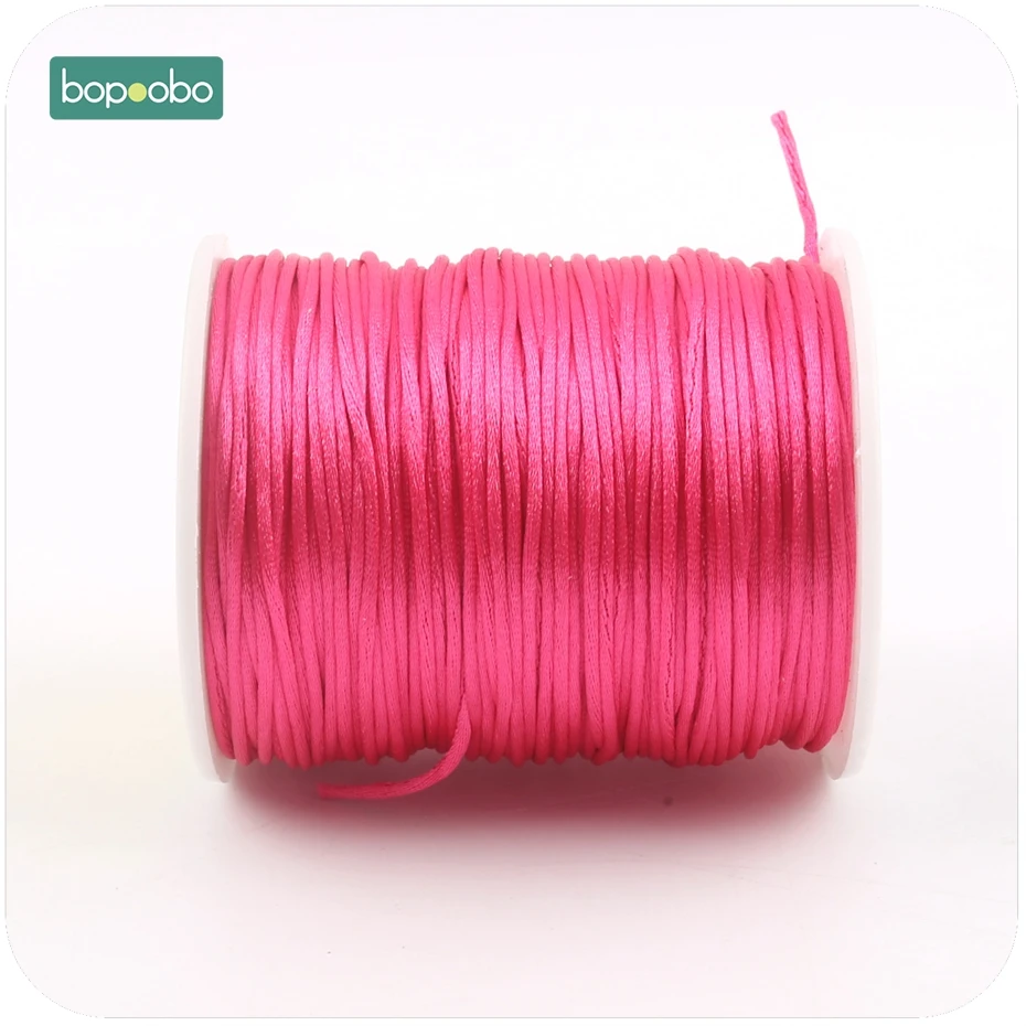 Bopoobo Colorful 1mm 80 Meters Satin Silk Rope Nylon Cord For Baby Teethers Accessories Teething Necklace Rattail Cord DIY Tool Baby Teething Items luxury