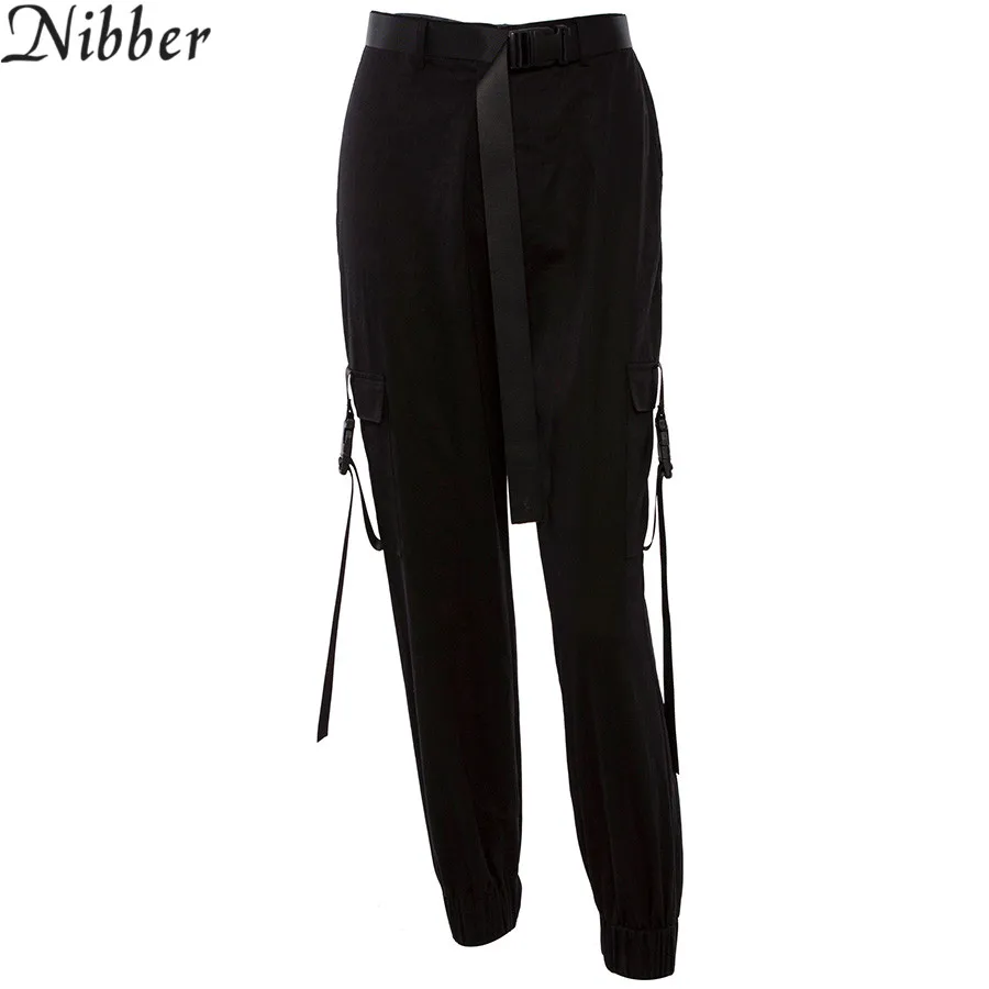 Nibber Ms. хип-хоп уличные брюки, Новая повседневная одежда для бега, черные свободные штаны с высокой талией, модные женские штаны