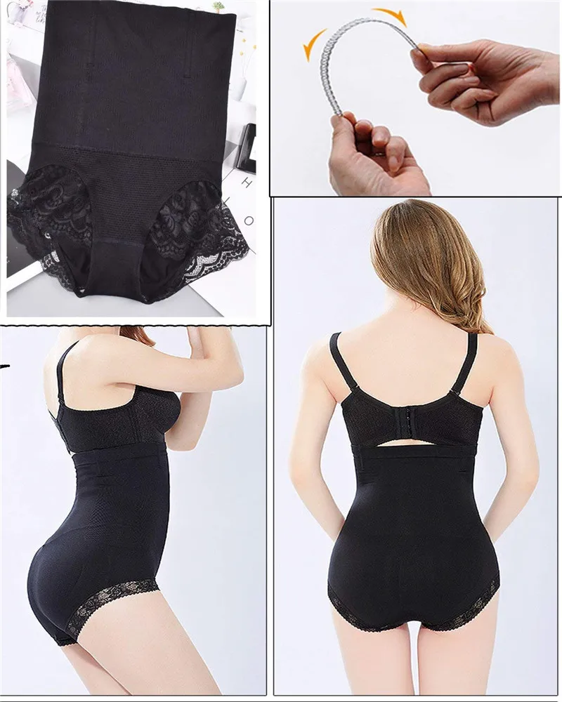 LAZAWG Для женщин животик Управление Трусики Кружева Body Shaper трусы с высокой талией моделирующее белье бесшовное белье Сексуальное белье для подъема ягодиц