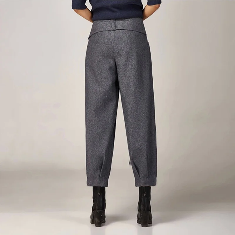 LOMAIYI Теплые осенние/зимние широкие брюки для женщин, свободные шаровары, женские офисные брюки, женские брюки с высокой талией, женские брюки BW023