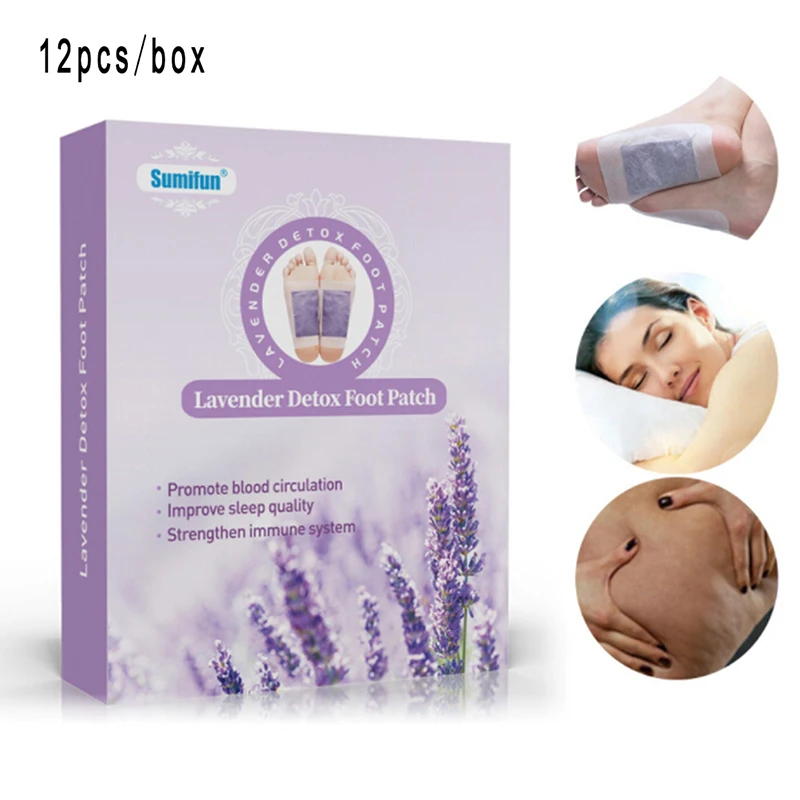 12pcs/lot Lavender Detox Foot Patches Pads Slimming Patch Nourishing