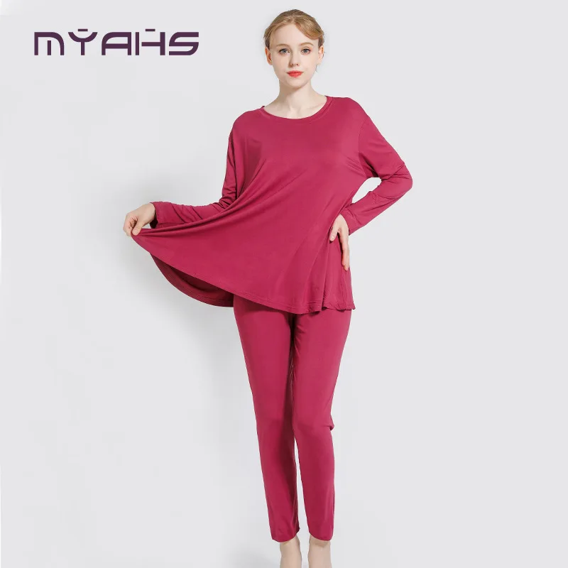 

Modal pajamas long-sleeved loose suit large size ladies spring and autumn summer Korean home service fat MM fresh students