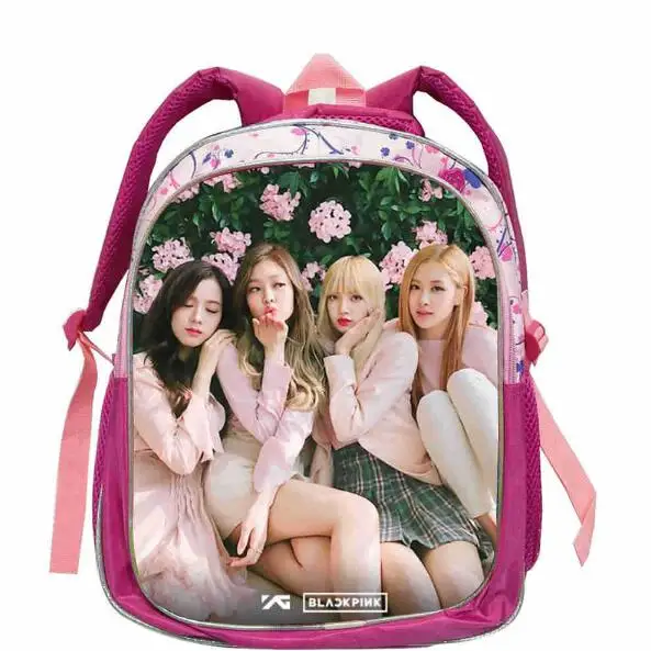 

16 inch Kpop Blackpink Backpack Casual School Bags for Teenage Travel Bags Jisoo/Jennie/Rose/Lisa Fans Backpacks for Girls Boys