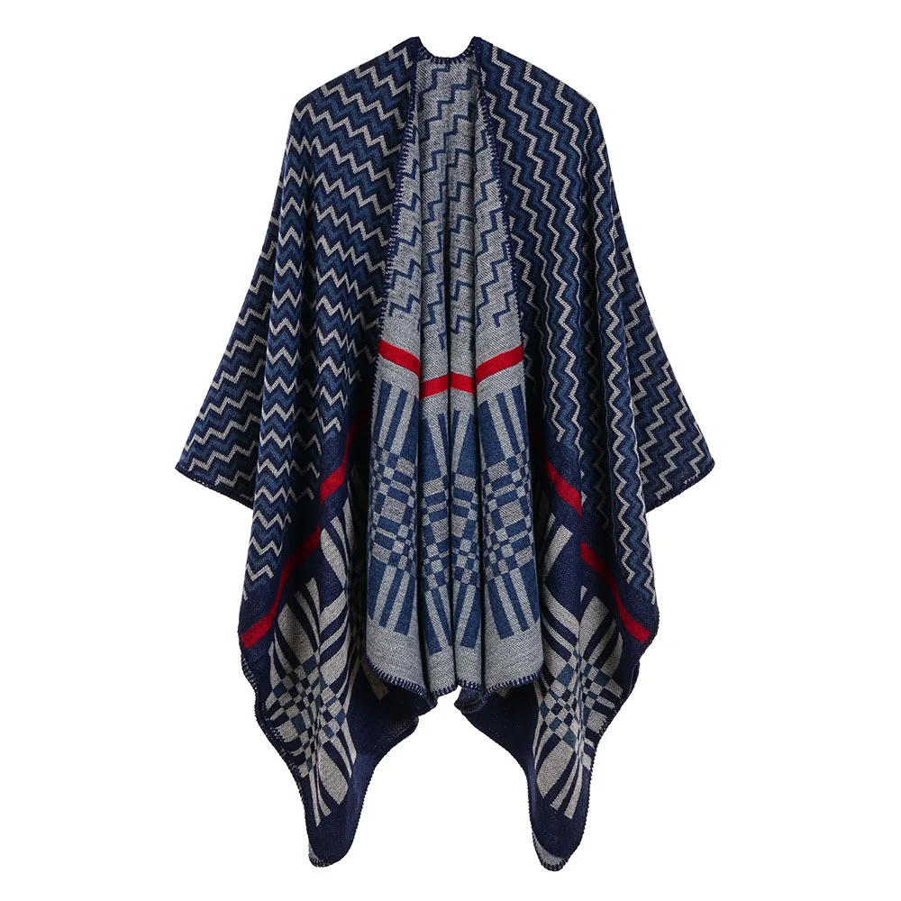 LaMaxPa/ Модный британский стиль, женский плед пончо, теплый винтажный плащ, зимнее одеяло, пальто, шали и воланы, женский, высокое качество - Цвет: 2