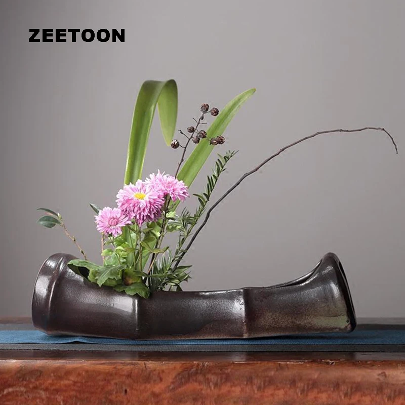 Zen Japanese Zen Style Bamboo Vintage Elegant Vase Ikebana Jardiniere Creative Home Decor