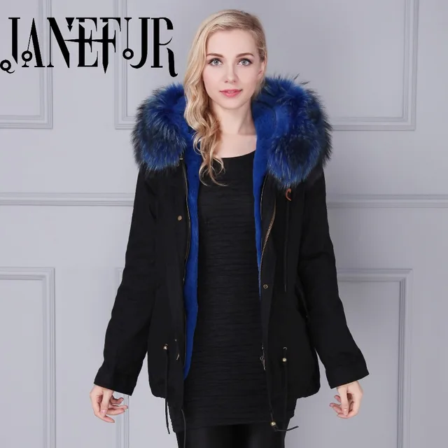 Best price at $161 Cheap New Women Winter Black Shell Jacket Coats Thick Warm Parkas Plus Size High Quality Real Raccoon Fur Collar Hooded Outwear