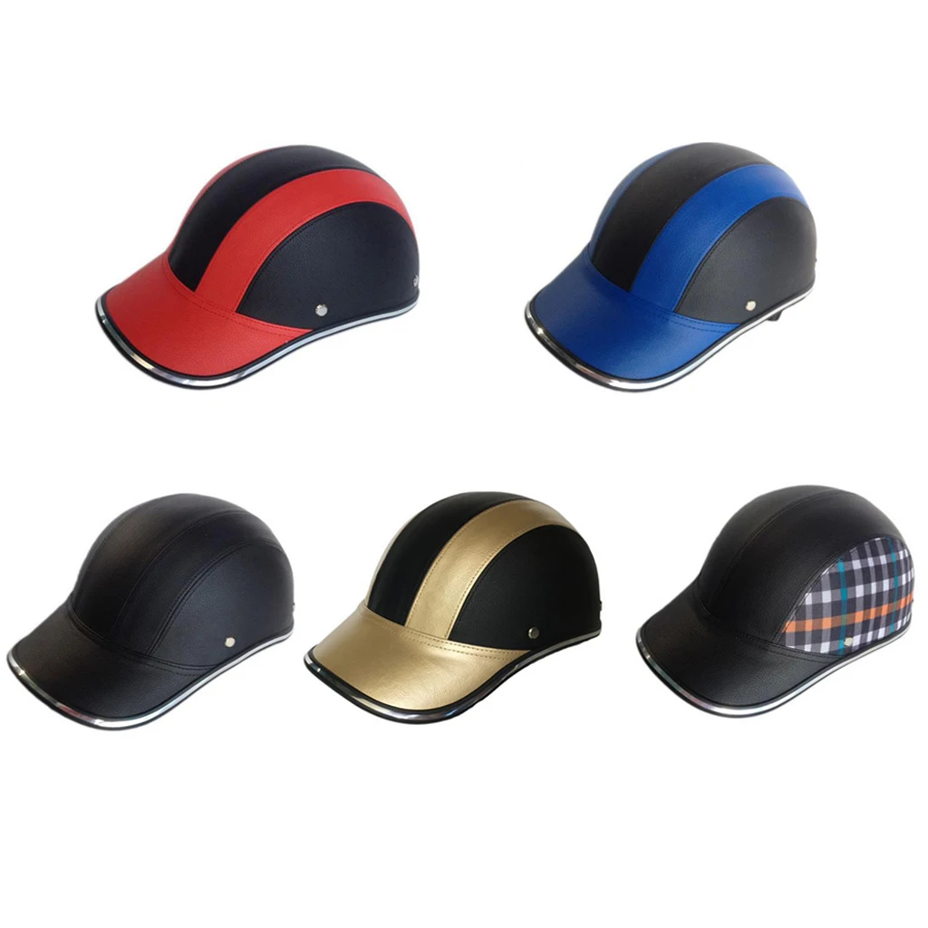 Kaufen Motorrad Radfahren Halb Offen Gesicht Helm Baseball Cap Schaum Padded PU Hut Visier Sicherheit Helm für Outdoor Sport Klettern Baseball