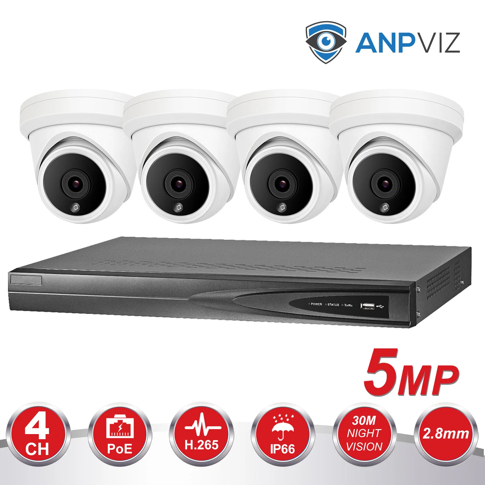 

HD 4CH Video Cameras System 5.0 MP Metal IP Camera Indoor 4CH 5MP POE NVR 13V CCTV Kit Email Alarm Night Vision