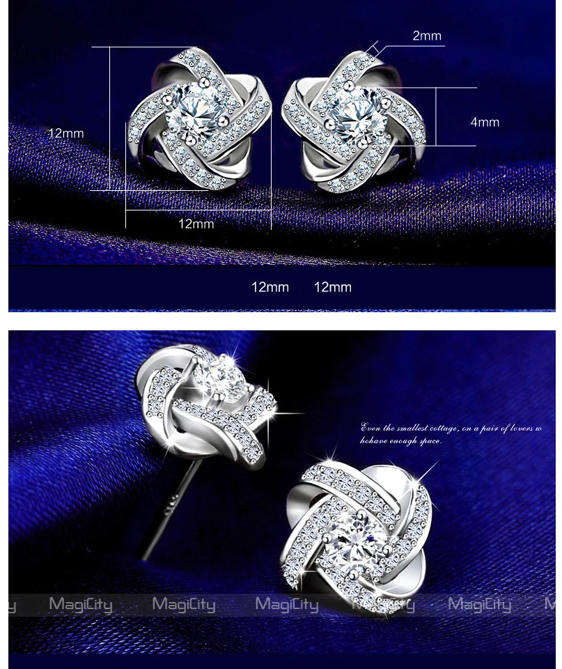 New 925 Silver Crystal Stud Earrings For Women Girls Kids Fashion Luxury Cubic Zirconia Paved Wedding Engagement Earring Jewelry (6)