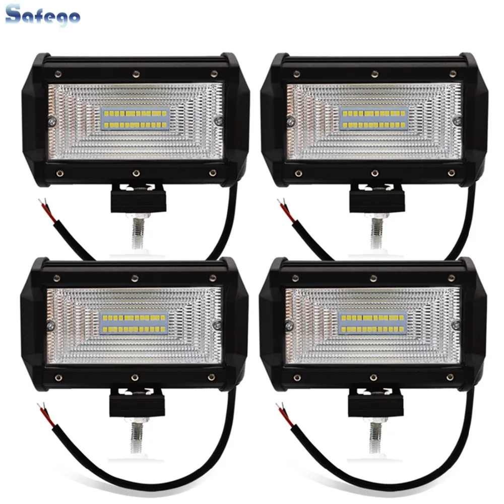 

Safego 4pcs 5 Inch 72W LED Flood Work Light 24*3W LED Chips Offroad Car Light Fog Light Driving Light For Trunk Boat Tractor