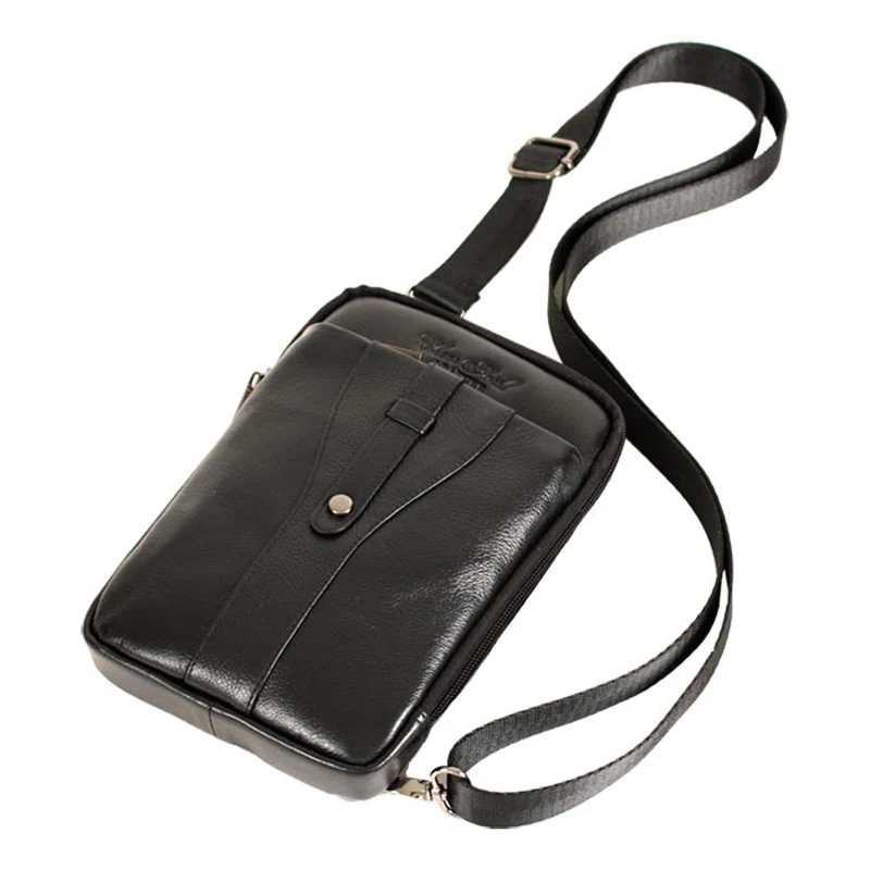 

CHEER SOUL Genuine Leather Shoulder Bag Men Casual Waist Belt Bags Travel Crossbody Messenger Bags Male Phone Pouch Chest Bag