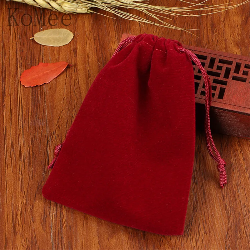 20pcs/lot Dark Red Velvet Bags 10x12cm Jewelry Package Bag Wedding