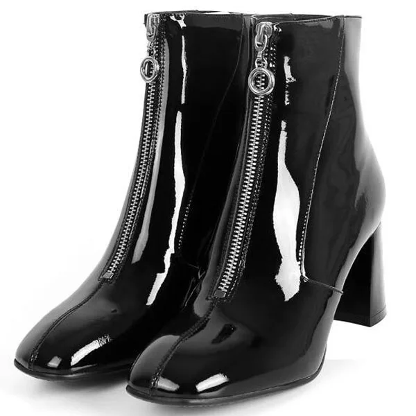 black boots with square heel