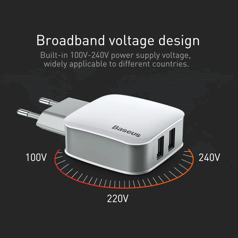 Baseus USB зарядное устройство освещение+ Micro+ type-C зарядное устройство кабель 2.4A двойной cargador USB Универсальное зарядное устройство для телефона Зарядка для телефона