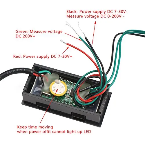 DC 0-30 в вольтметр, термометр, часы 3 в 1 0,56 дюйма, измеритель температуры с DS18B20, желтый, красный, синий, зеленый светильник