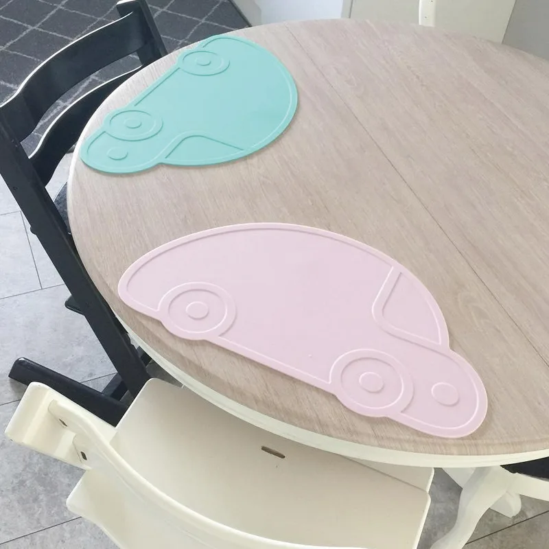  Car Shaped Silicone Placemat For Dining Pads Kids Coaster Dish Protector Stand Table Cushion BPA Fr