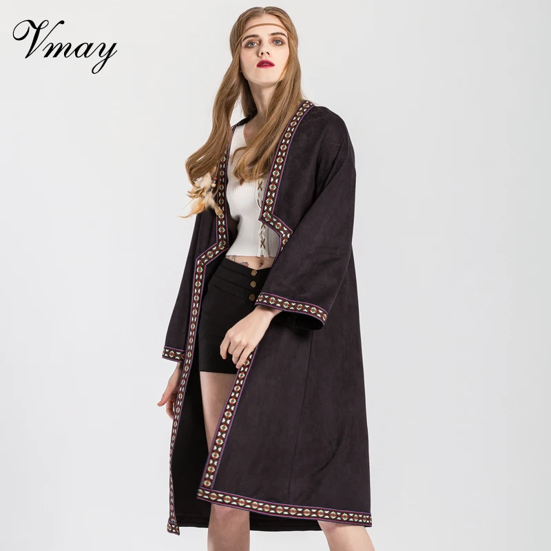 Vmay Women Vintage Bohemian Shirt 2018 New Arrival Patchwork Butterfly Sleeve V-Neck Boho Style Cardigan Top Female V1710417 |