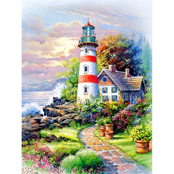 

Full Square/Round Drill 5D DIY Diamond Painting "Seaside lighthouse" 3D Embroidery Cross Stitch 5D Rhinestone Decor Gift