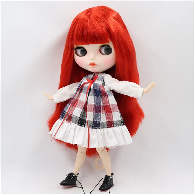 Ледяная фабрика blyth кукла 1/6 bjd белая кожа сустава тела прямые красные волосы, новое матовое лицо индивидуальные лицо BL0115 - Цвет: combination